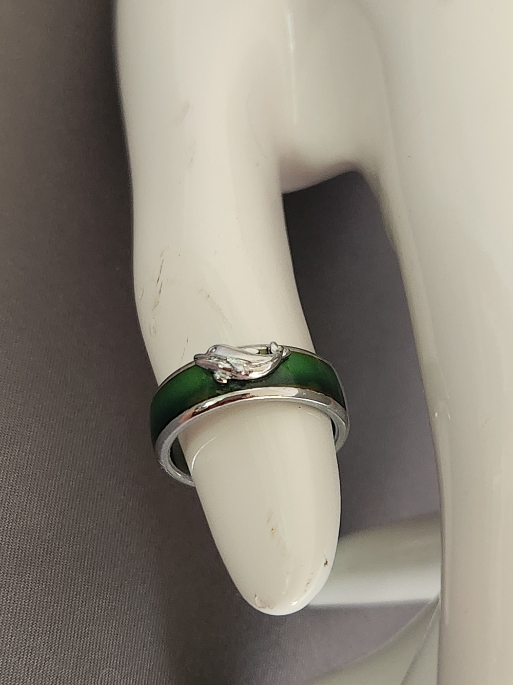 Silver-Tone Enamel Dolphin Mood Ring